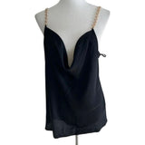 *L'Agence Jasmina Satin Chain Straps Draped Scoop Cami Tank Top, Size M