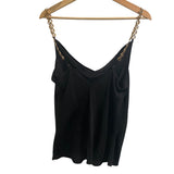 *L'Agence Jasmina Satin Chain Straps Draped Scoop Cami Tank Top, Size M