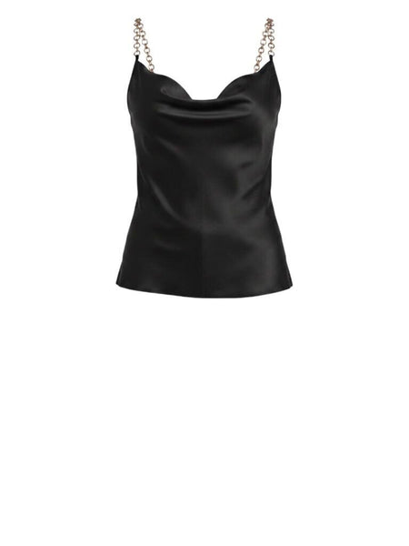 *L'Agence Jasmina Satin Chain Straps Draped Scoop Cami Tank Top, Size M