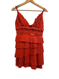 *NWT Sea NY Antonina Pleated Satin Lace Trim Sweetheart Cami Tiered Skirt Mini Dress, Size 2