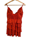 *NWT Sea NY Antonina Pleated Satin Lace Trim Sweetheart Cami Tiered Skirt Mini Dress, Size 2
