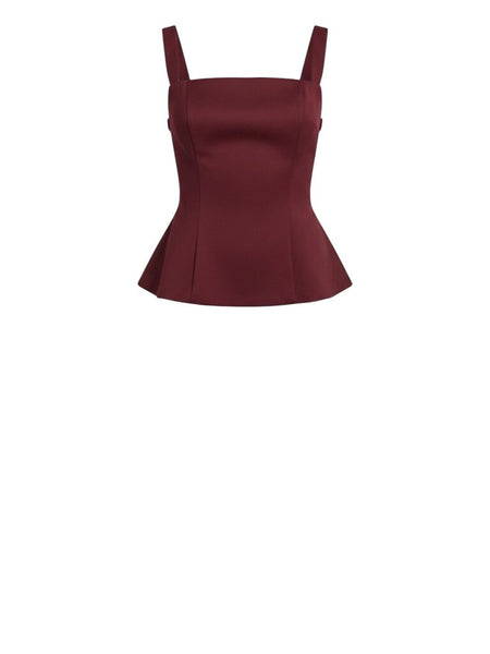^NWT Reformation Tavian Twill Square Neck Cami Open Back Peplum Top, Size 2
