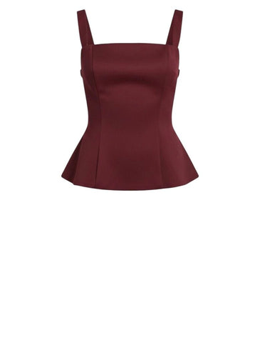 *NWT Reformation Tavian Twill Square Neck Cami Open Back Peplum Top, Size 2