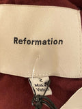 *NWT Reformation Tavian Twill Square Neck Cami Open Back Peplum Top, Size 2