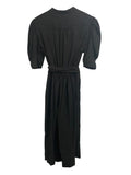 *A.L.C. Shiva Crepe Puff Sleeve Hook Eye Split Neck Belted Wide Leg Cropped Jumpsuit, Size 2