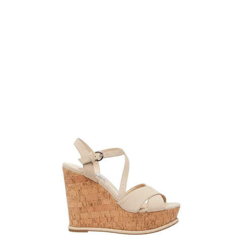 *Prada Suede Cross Strap Buckle Ankle Strap Cork Wedge Heel Platform Sandals, Size 39