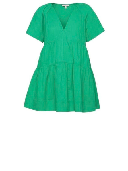*AS IS A.L.C. Camila Short Bell Sleeve V-Neck Tiered Mini Babydoll Shift Dress Size 8-STAIN ON DRESS