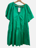 *AS IS A.L.C. Camila Short Bell Sleeve V-Neck Tiered Mini Babydoll Shift Dress Size 8-STAIN ON DRESS