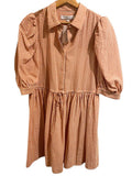 *Hunter Bell McCauley Gingham Short Puff Sleeve Drawstring Waist Popover Mini Shirt Dress, Size S