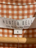 *Hunter Bell McCauley Gingham Short Puff Sleeve Drawstring Waist Popover Mini Shirt Dress, Size S