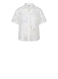 *NWT Le Superbe Purely Enlightened Floral Embroidered Mesh Short Sleeve Button-Up Camp Shirt, Size 8
