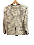 *Veronica Beard Albia Tweed Check Contrast Trim Collarless Button-Up Blazer Jacket, Size 0