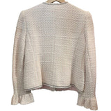 *Rebecca Taylor Textured Tweed Frayed Edges Chain Trim Collarless Lady Jacket, Size 2