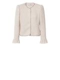 *Rebecca Taylor Textured Tweed Frayed Edges Chain Trim Collarless Lady Jacket, Size 2
