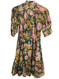 *Trovata Phoebe Cotton Floral Puff Sleeve V-Neck Button Up Tie Waist Mini Dress, Size XS