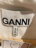 *Ganni Organic Cotton Poplin Ruffle Trim Elbow Puff Sleeve Button-Up Top, Size 34=US2