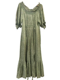 *Doen Isidore Cotton Blend Floral Puff Sleeve Smocked On/Off Shoulder Belted Midi Dress, Size M