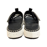 *Chloe Lilli Leather & Suede Velcro Straps Whipstitch Trim Platform Slide Sandals, Size 40