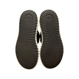 *Chloe Lilli Leather & Suede Velcro Straps Whipstitch Trim Platform Slide Sandals, Size 40