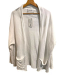 *Frank & Eileen Barbara Beach Cardigan Cotton Terry Raw Edges Open Front Jacket, Size M