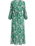*NWT XiRENA Mykah Cotton Voile Floral 3/4 Sleeve V-Neck Button Front Tie Waist Maxi Dress, Size S