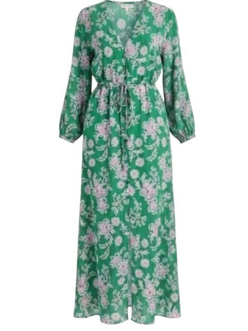 *NWT XiRENA Mykah Cotton Voile Floral 3/4 Sleeve V-Neck Button Front Tie Waist Maxi Dress, Size S