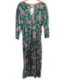 *NWT XiRENA Mykah Cotton Voile Floral 3/4 Sleeve V-Neck Button Front Tie Waist Maxi Dress, Size S