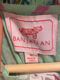 *NWT Banjanan Betty Cotton Voile Floral Elbow Sleeve Ruffle Neck Button Front Maxi Dress, Size M