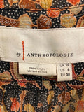 *Anthropologie Chiffon Floral Metalic Long Sleeve V-Neck Tie Waist Tiered Midi Dress, Size 6