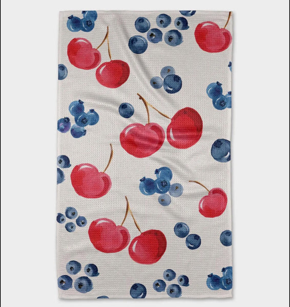 Geometry Cherry On Top Blueberry Tea Towel