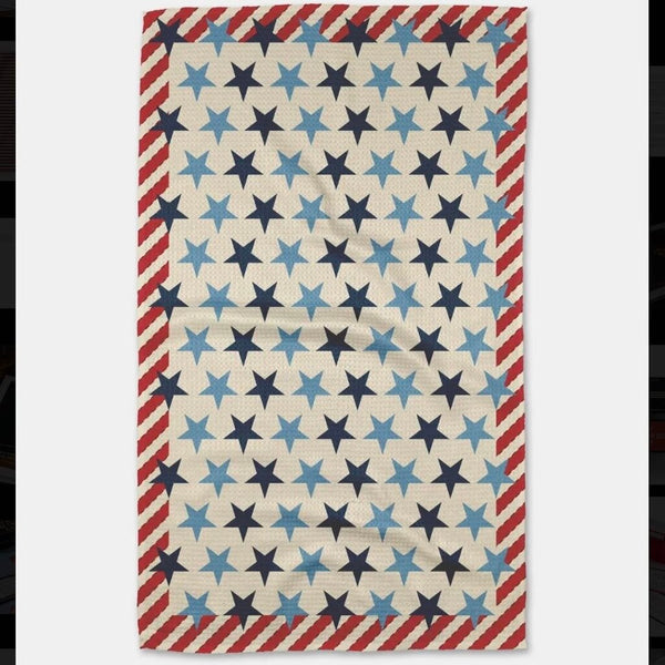 Geometry Summer Fair Stars 4th of July Tea Towel