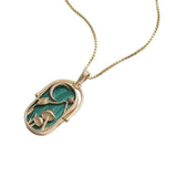 *Awe Inspired Earth Element Spinner Amulet Malachite 14K Gold Vermeil 16"-18" Necklace