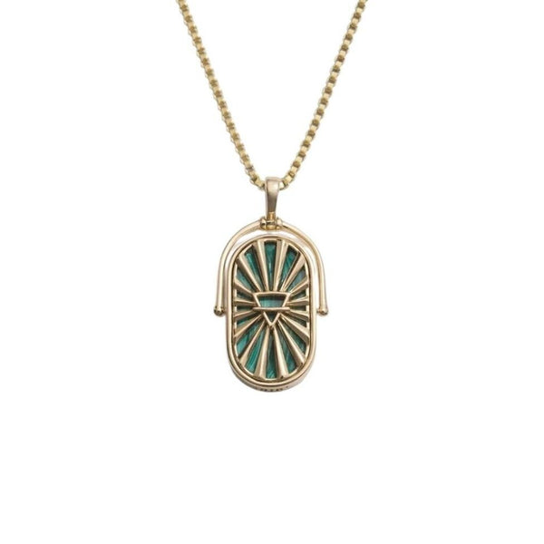 *Awe Inspired Earth Element Spinner Amulet Malachite 14K Gold Vermeil 16"-18" Necklace