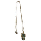 *Awe Inspired Earth Element Spinner Amulet Malachite 14K Gold Vermeil 16"-18" Necklace