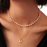 *Missoma Seed Pearl Gold Plate Beaded Choker Necklace