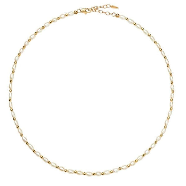 *Missoma Seed Pearl Gold Plate Beaded Choker Necklace