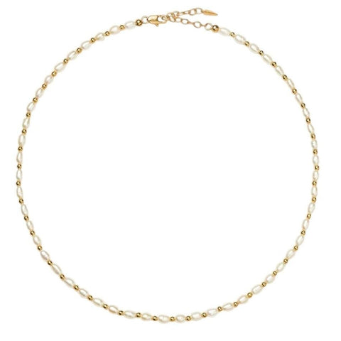 *Missoma Seed Pearl Gold Plate Beaded Choker Necklace