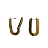 *Jenny Bird U-Link Gold Plated Steel Hinge Huggie Earrings w/BOX