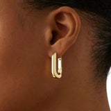 *Jenny Bird U-Link Gold Plated Steel Hinge Huggie Earrings w/BOX