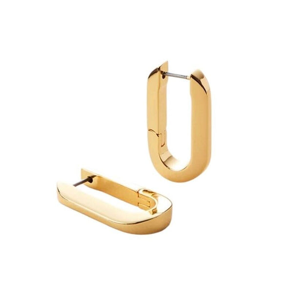 *Jenny Bird U-Link Gold Plated Steel Hinge Huggie Earrings w/BOX