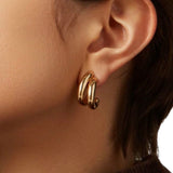 *Jenny Bird Florence Gold Plated Steel Dual Hoop Earrings w/Box