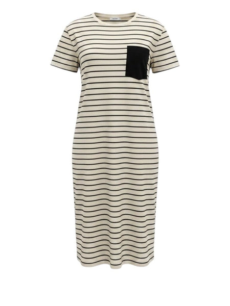 ^NWT Kule Honor Cotton Jersey Stripe Cap Sleeve Crew Neck Midi Tee Dress, Size S