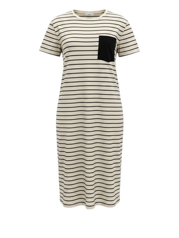 ^NWT Kule Honor Cotton Jersey Stripe Cap Sleeve Crew Neck Midi Tee Dress, Size S