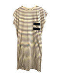 *NWT Kule Honor Cotton Jersey Stripe Cap Sleeve Crew Neck Midi Tee Dress, Size S