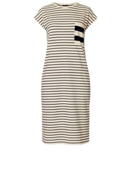*NWT Kule Honor Cotton Jersey Stripe Cap Sleeve Crew Neck Midi Tee Dress, Size S