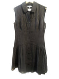 *NWT FRAME The Silk Day Dress Sleeveless Button-Front Collared Drop Waist Mini Dress, Size S