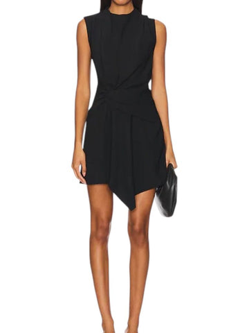 ^NWT A.L.C. Dion Crepe Sleeveless Round Neck Draped Faux Wrap Mini Dress, Size 4