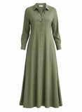 *XiRENA Boden Cotton Voile Long Sleeve Point Collar Button Up Maxi Shirt Dress, Size S