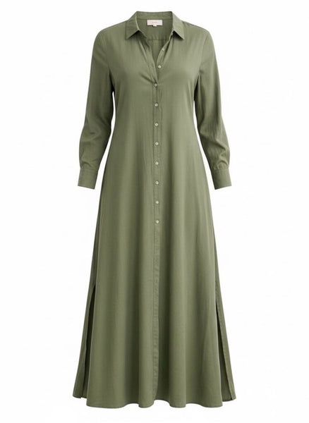 *XiRENA Boden Cotton Voile Long Sleeve Point Collar Button Up Maxi Shirt Dress, Size S