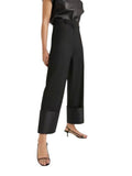 ^G. Label Boyt Wool Blend High Rise Wide Leg Exaggerated Satin Cuff Tuxedo Pants, Size 4